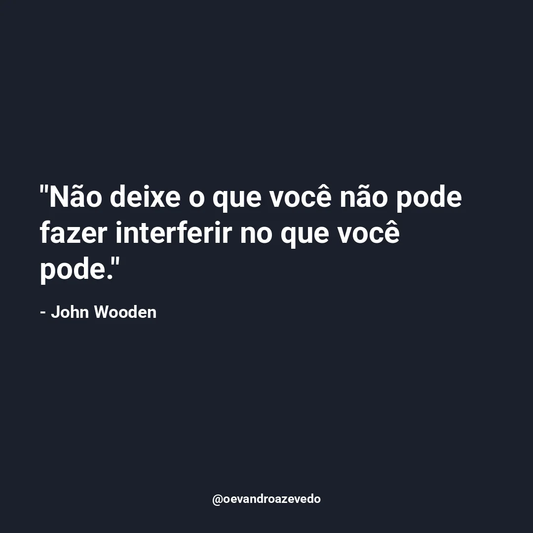 Não deixe o que você não pode fazer interferir no que você pode.